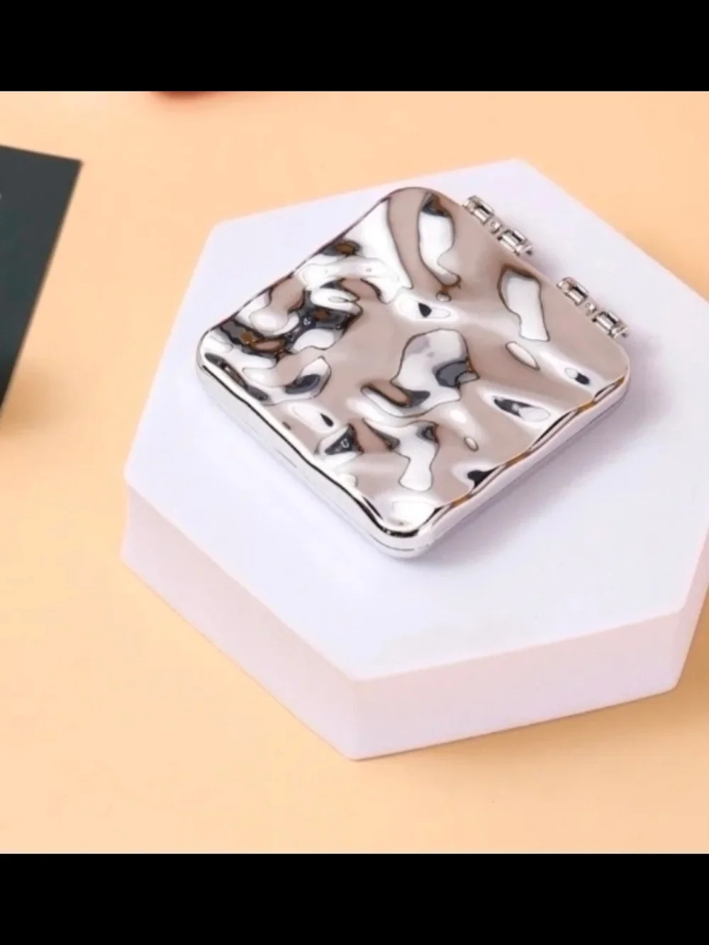 Electroplated Foldable Compact Mirror in Silver BNIB